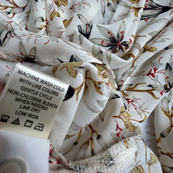 Max Studio London Womens Floral Long Sleeve Button Down Shirt Blouse XL White - Picture 5 of 8